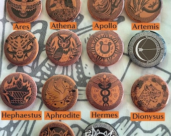 Percy Jackson Cabin Button Pins