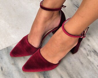 dark red heels