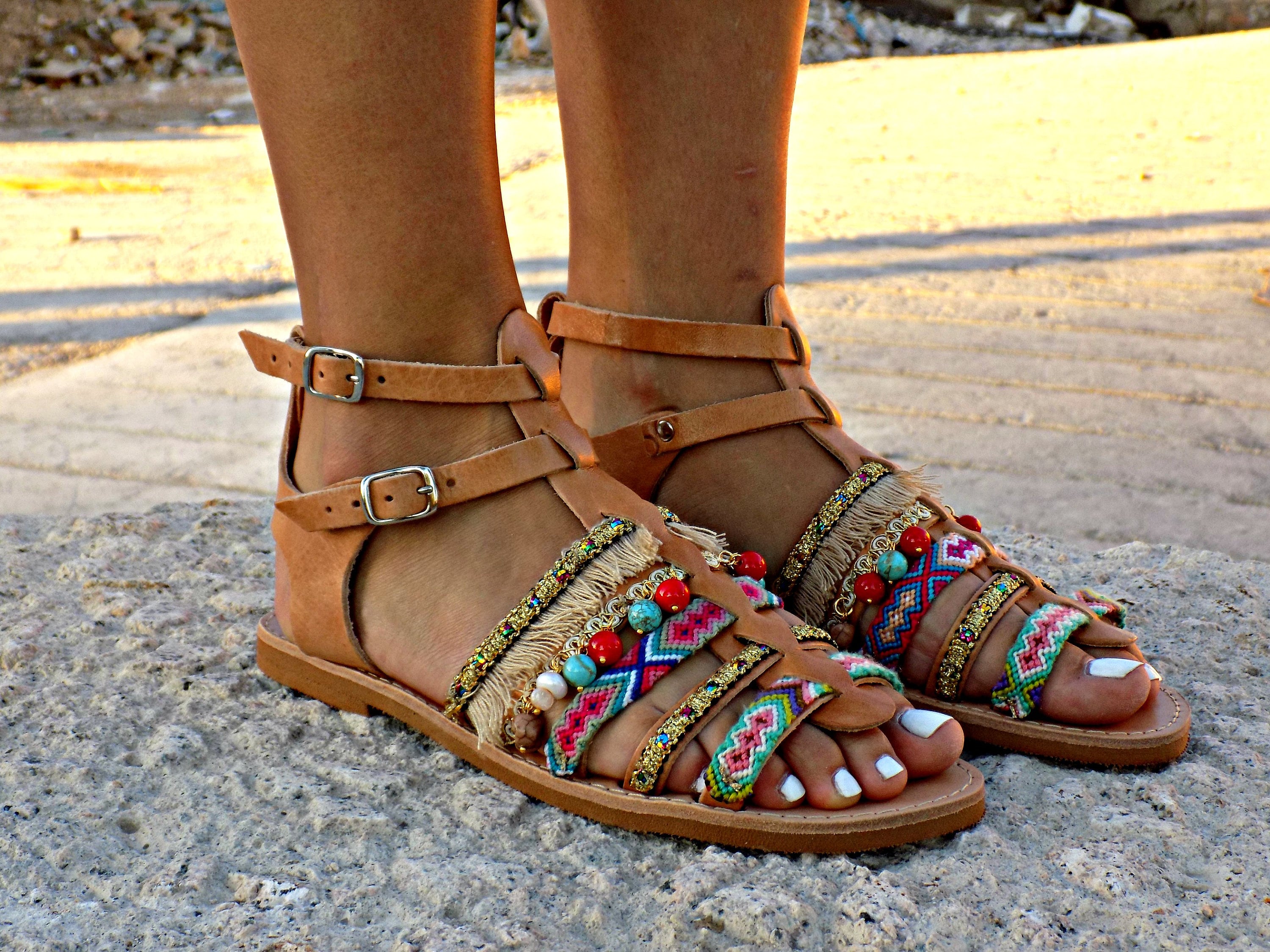 Handmade Leather Sandals Artisanal Greek Sandals Women | Etsy