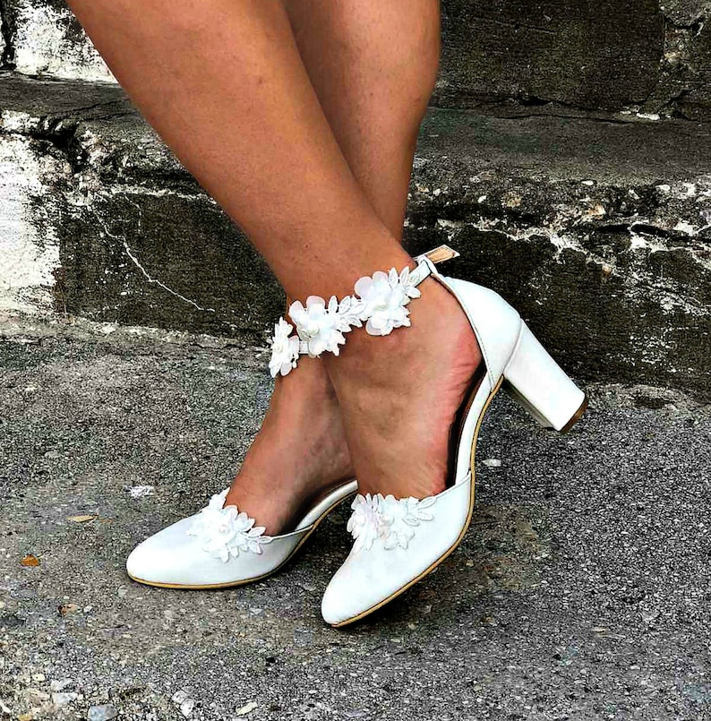 bridal wedding shoes block heel