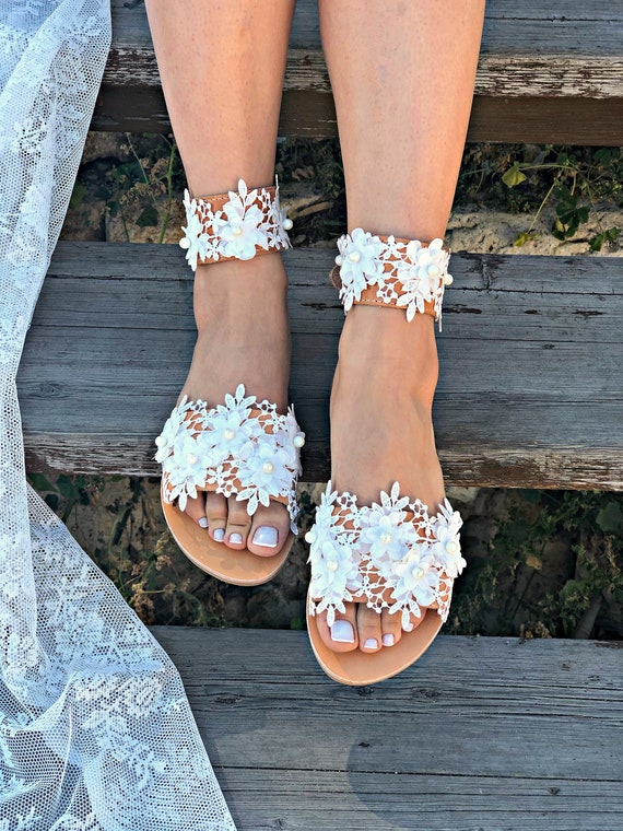 Zapatos de boda de boda boho sandalias de novia Etsy