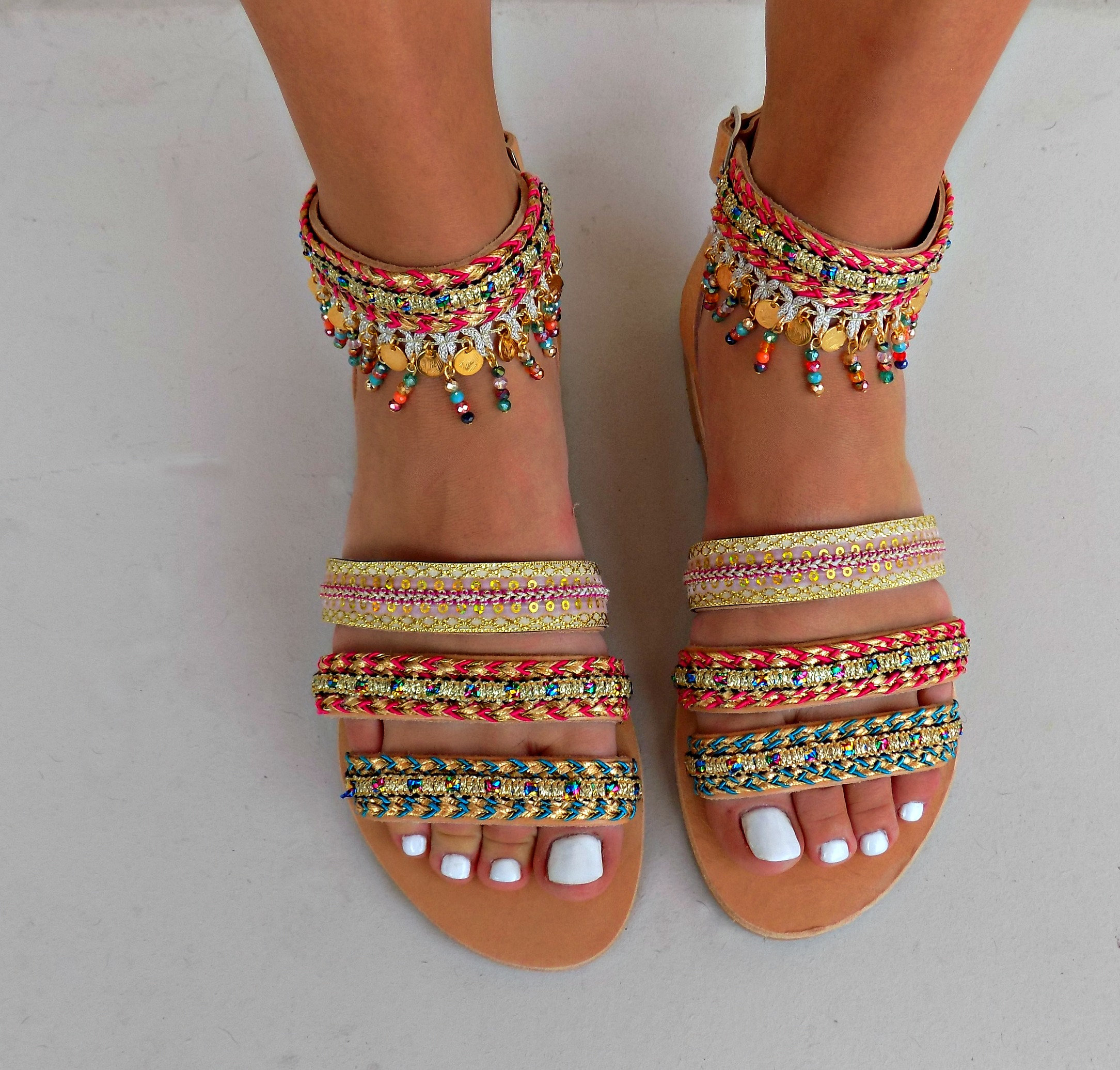 boho flat sandals