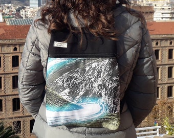 Wind flow backpack, Backpack black canvas, Digital printed backpack, Ecofriendly backpack, Backpack with zipper, Unique unisex rucksack