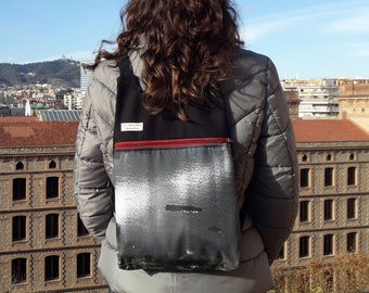 Misty island backpack, Backpack black canvas, Digital printed backpack, Ecofriendly backpack, Backpack with zipper, Unique unisex rucksack