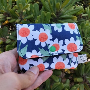 Spring flowers coin purse. Small zipper and card holder wallet
