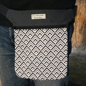 Geometric upcycled fanny pack, Hip pouch, Utility belt bag, Belt pouch, Purse belt, Festival fanny pack, Travel pocket belt, Upcycled bag