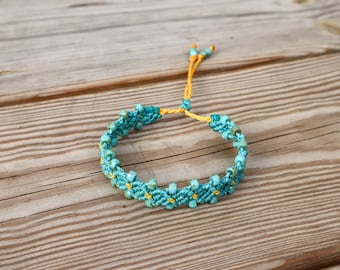 Bracciale in macramè turchese - Gioielli boho chic con perline