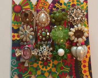 Vintage jewelry Clothespin refrigerator magnet chip clip notes memo holder reminders