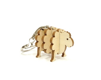 Wooden Sheep Keychain, 3d Sheep Wooden Keychain, Animal Keychain