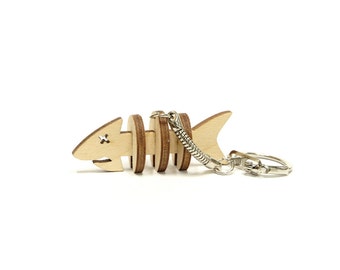 Wooden Fish Keychain, 3d Fish Wooden Keychain, Animal Keychain