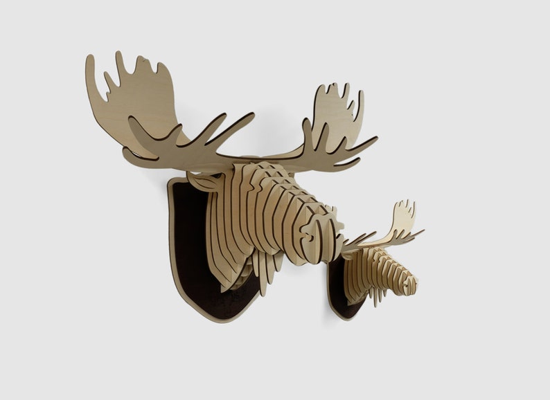 XL Wooden Moose Head Trophy Birch Wood Moose Head Wood Wall | Etsy