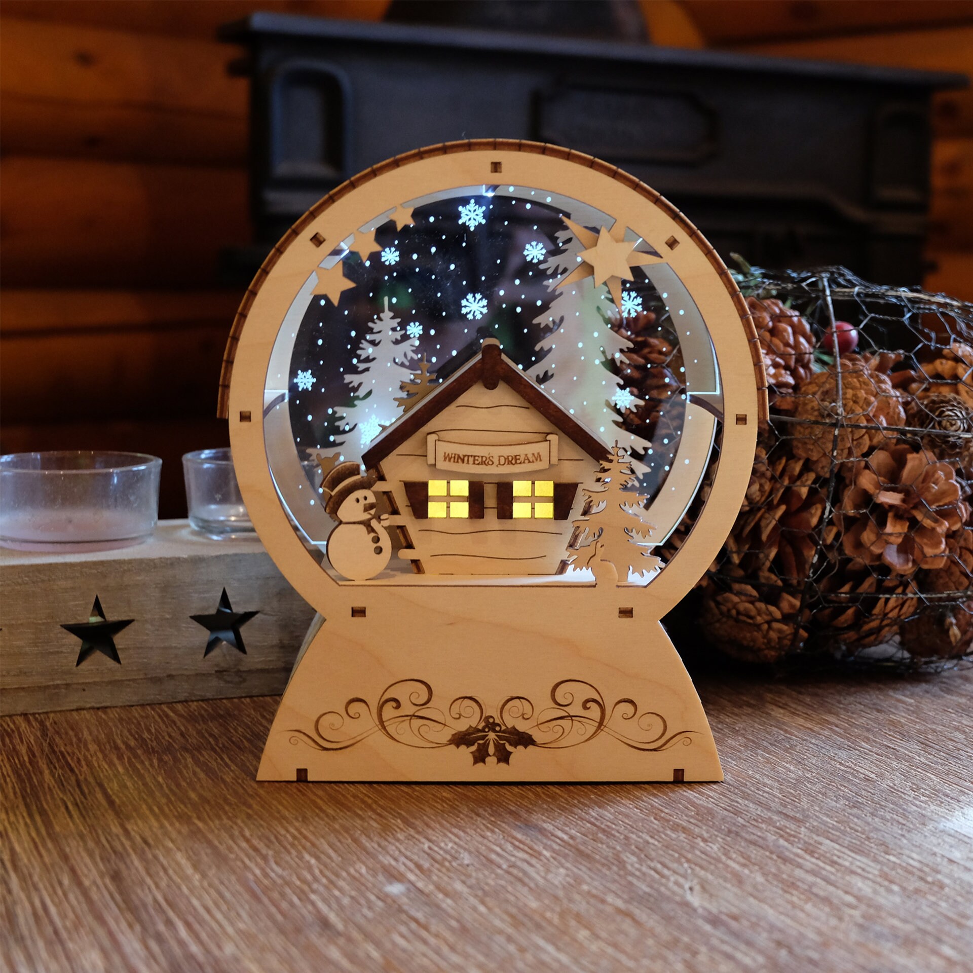 Wooden Handmade Snow Globe Winter's Dream Snow Globe Etsy