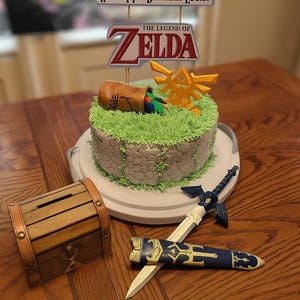 Zelda Hyrule Crest Cake Topper - Ships Fast - From Nintendo Wii U Switch Tears of the Kingdom EcoFriendly, Handmade Gift