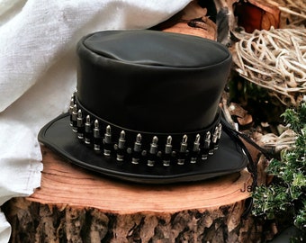 Outlaw Hat with Bullet Hat Band, Silver Black Hat, Present Gift for Him, Birthday, Comicon Cosplay, Western Steampunk