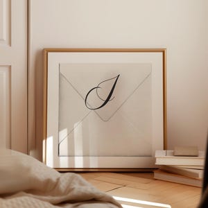 Impression lettre I, lettre imprimable, impression alphabet, impression initiales, affiche monogramme, art mural lettre I, lettre de calligraphie initiale sur enveloppe