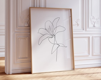 Impresión de arte minimalista de lirios: dibujo floral abstracto (descarga digital)