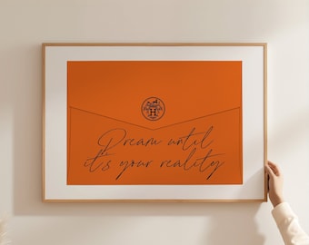 Orange wall art, Trendy prints, Vintage fashion prints, Affirmation wall art, Envelope poster, Motivational wall art, Orange wall decor