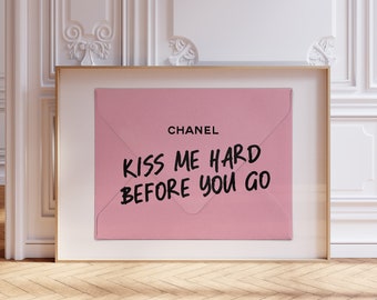 Pink retro wall art, Trendy wall art, Pink digital wall decor, Kiss me hard before you go, Preppy room decor, Eclectic home decor, Fashion