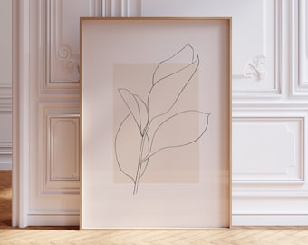 Abstract Leaf Line Art Print: Minimalist Botanic Poster (Digital Download)