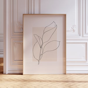 Dibujo de hojas abstractas, Arte de pared imprimible, Cartel botánico, Cartel de arte boho, Impresión de arte lineal, Cartel de la naturaleza, Arte de boceto, Decoración de pared minimalista