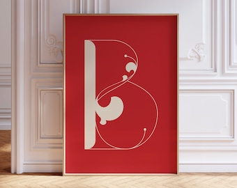 B letter print, Alphabet poster, Initials print, Printable letter, Monogram poster, Letter B wall decor, Initial B print, Typography