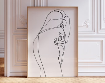 Abstrakt kvinnokroppskonsttryck, minimalistisk kvinnofigur (digital nedladdning)