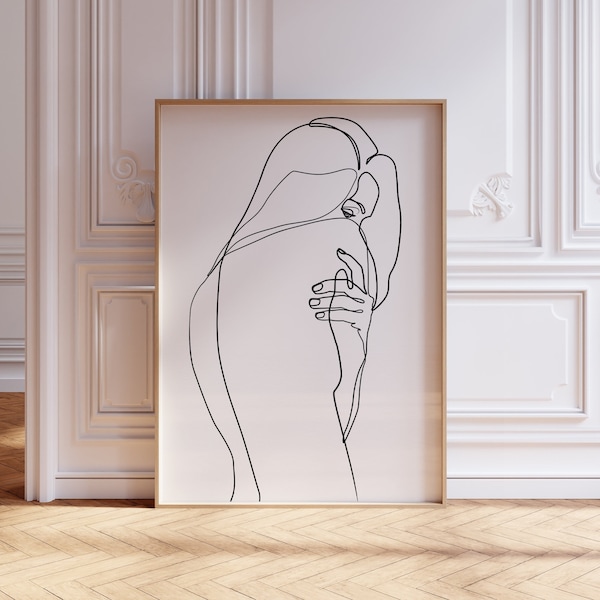 Abstract Woman Body PRINTABLE, Single Line Art, Woman Art, Naked Print, Feminine Poster, Female Body, Female Figure Art, Nude Art Drawing