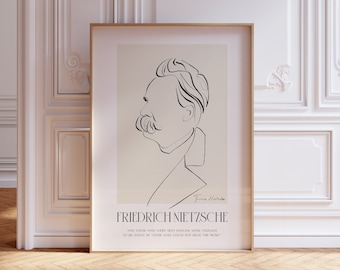 Friedrich Nietzsche quote printable poster, Philosophy gift, Nietzsche portrait, Nietzsche poster, Poet wall art, Literary Quote, Life Quote