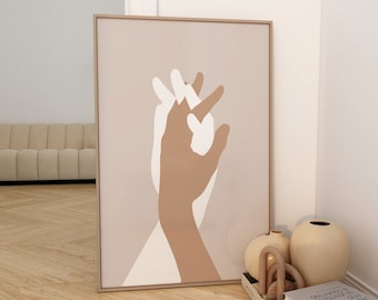 Impresión de manos tomadas: Arte minimalista de pareja, decoración de dormitorio (descarga digital)