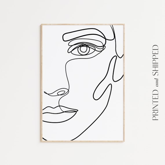Abstract Single Line Face Print, Line Art Face Poster