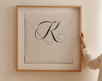 Letter K Envelope Print: Minimalist Initial Wall Art (Digital Download)