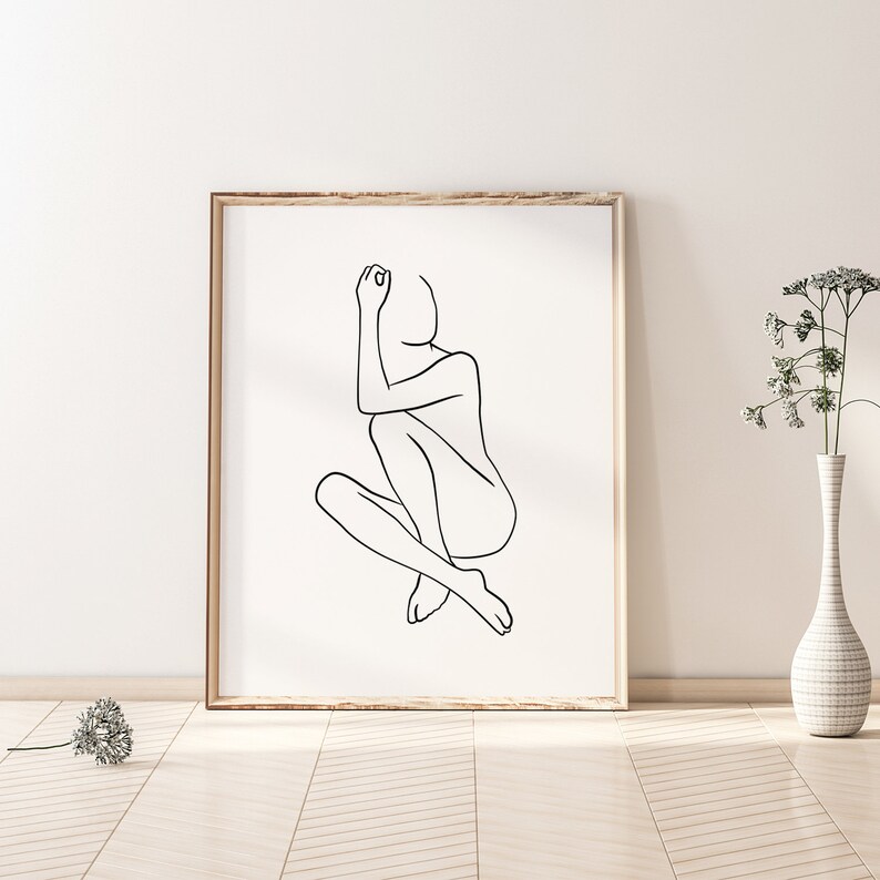 Line Drawing PRINTABLE Line Art Female Body Female Pose | Etsy