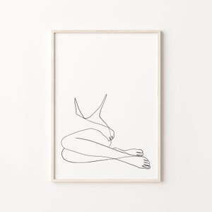 Abstract woman minimal line art, Printable wall art, Woman legs, Simple one line drawing, Female body print, Aesthetic room decor