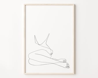 Abstract woman minimal line art, Printable wall art, Woman legs, Simple one line drawing, Female body print, Aesthetic room decor