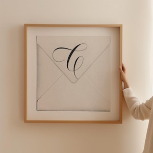 Descarga digital de arte mural con la letra C, impresión de monograma en blanco y negro, impresión de letras del alfabeto, impresiones artísticas con letras, letra caligráfica en sobre