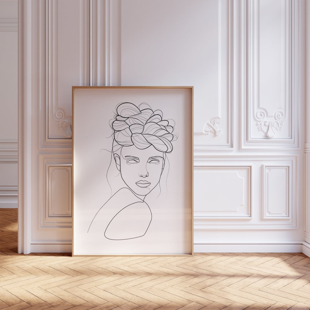 Abstract Line Illustration, Minimalist Woman Art, Hairstyle ...