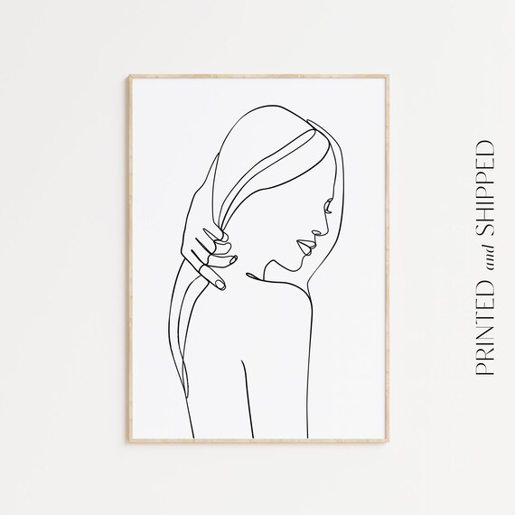Bedroom wall decor Single line art Woman body line drawing print