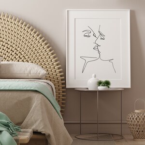 Couple art print, Tumblr Room Decor, Line Drawing Print, Minimal Couple Art, Black and White Wall Art, One Line Drawing, Scandinavian Print image 3