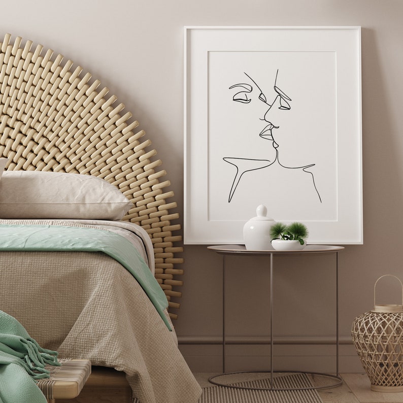 Couple art print, Tumblr Room Decor, Line Drawing Print, Minimal Couple Art, Black and White Wall Art, One Line Drawing, Scandinavian Print image 3