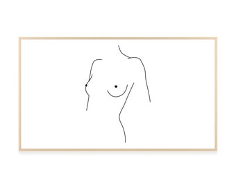 Samsung Frame TV line art, Naked woman line art digital download TV art, Nudeart, Minimalist art for TV, Woman breasts sketch art, Digital