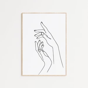 Female hands line drawing, Printable line art, Hands drawing, Hands sketch, Minimal wall art, Scandinavian print, Continuous line art