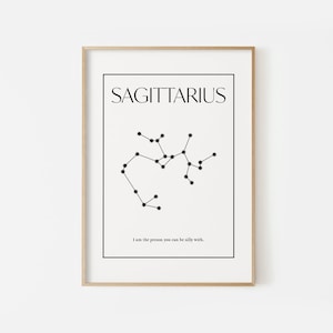 Sagittarius constellation stars poster, Zodiac sign gift, Astrology print, Horoscope art, Zodiac constellation, Astrology gifts, Minimalist
