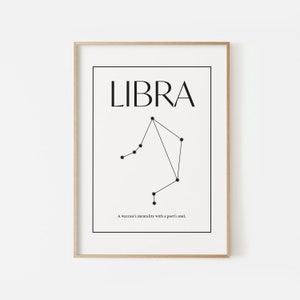 Libra zodiac print, Libra gift, Libra Art, Zodiac printable art, Horoscope gift, Libra constellation stars poster, Zodiac sign, Astrology