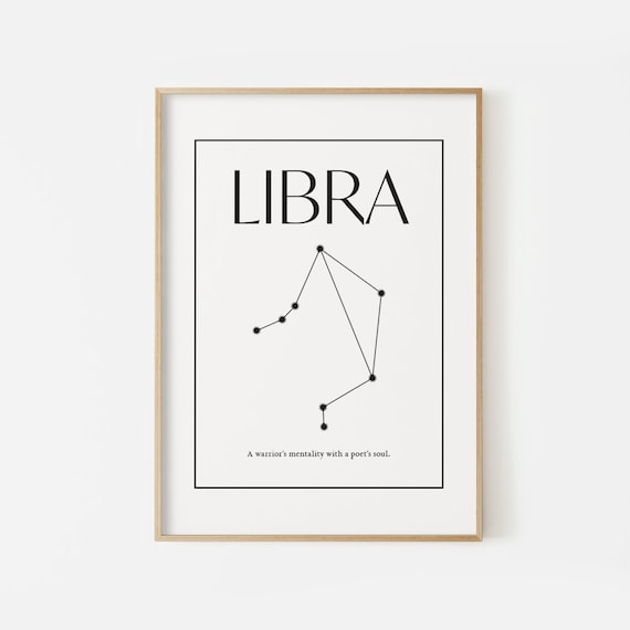Digital Download Decor Wall art Libra print Constellation Illustration Printable Printable Art Zodiac Libra Poster