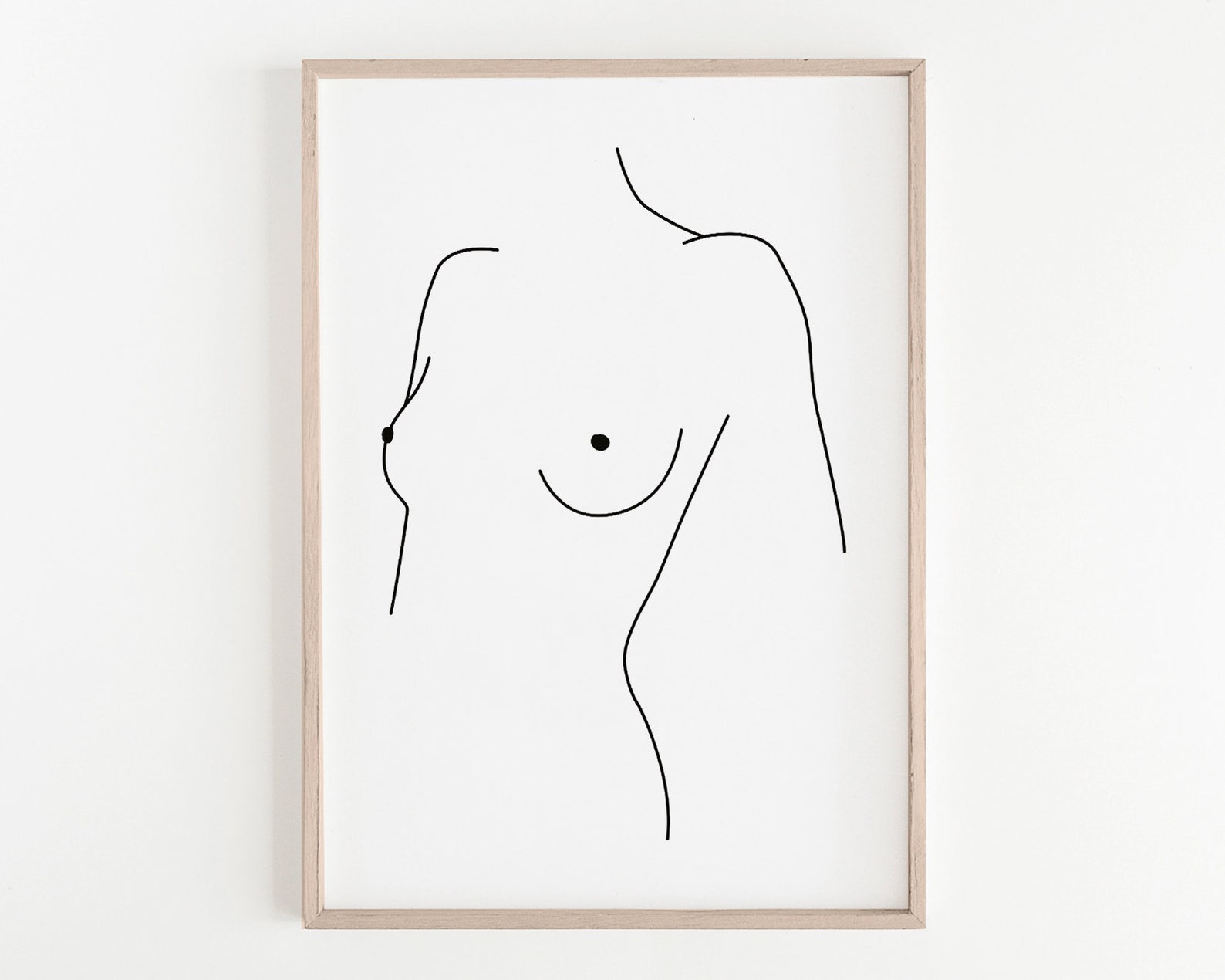 Nude Line Art, Naked Woman Printable Wall Art For Living Room, Print For Apartment Minik Designs