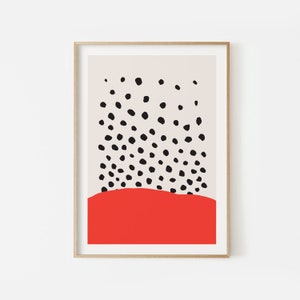 Abstract art PRINTABLE, Polka dots print, Abstract poster, Minimalist Print, Dot art print, Red and pink art, Contemporary art, Large print