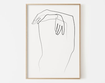 Impresión artística de manos abstractas: Boceto minimalista (descarga digital)