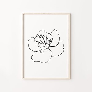 Puede incluir: Un dibujo en blanco y negro de una sola rosa.