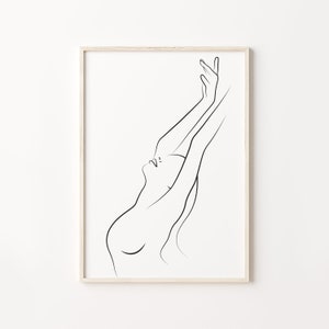 Desenho de linha de mulher abstrata IMPRIMÍVEL, Arte feminina, Ilustração de mulher minimalista, Arte de parede com nudez feminina, Arte de esboço, Arte moderna