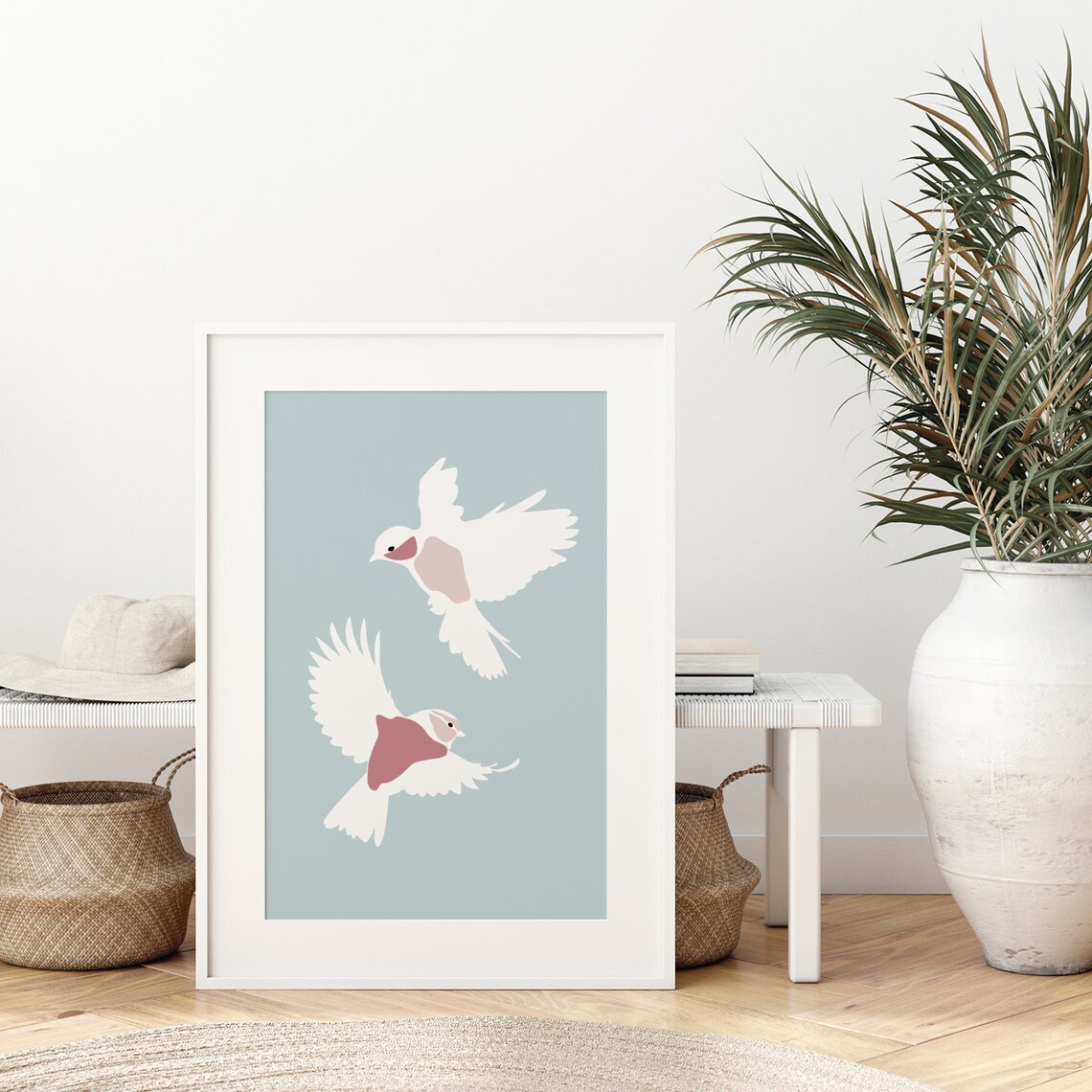 Flying Birds Poster Abstract Bird Wall Art Two Birds Print Etsy